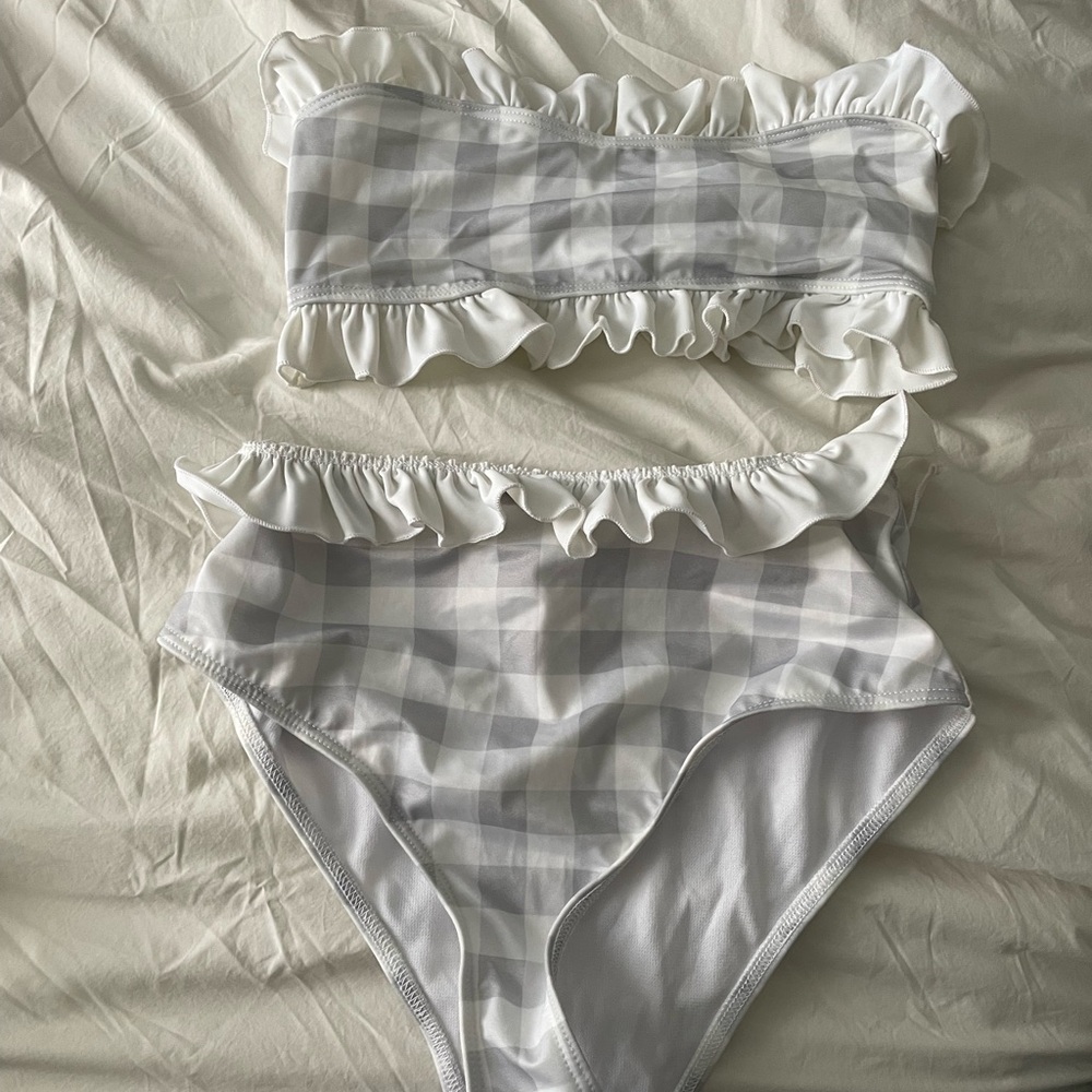 Nasty Gal White Checkered Bandeau Set